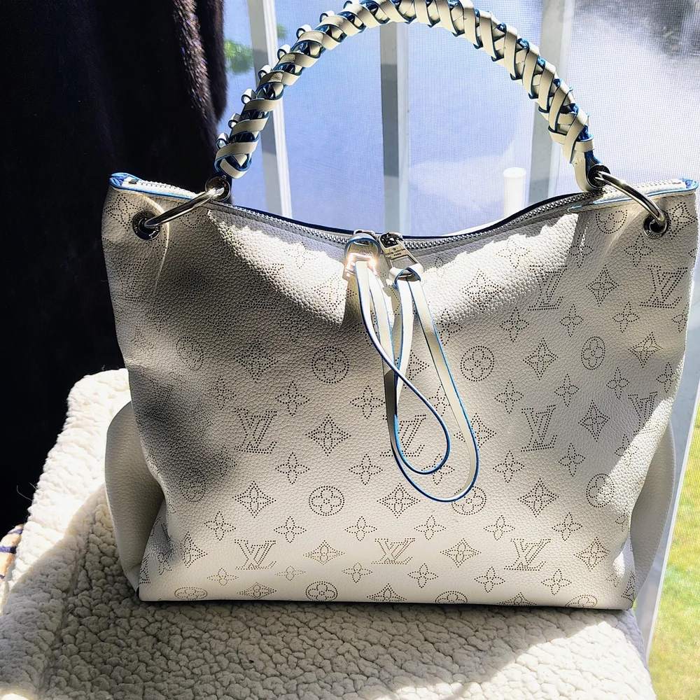 Louis Vuitton Cream With Blue Detailing  Monogram Shoulder Bag - Picture 9 of 11